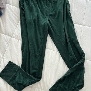 Men’s Green Ribbed Jogger Pajama Pants
